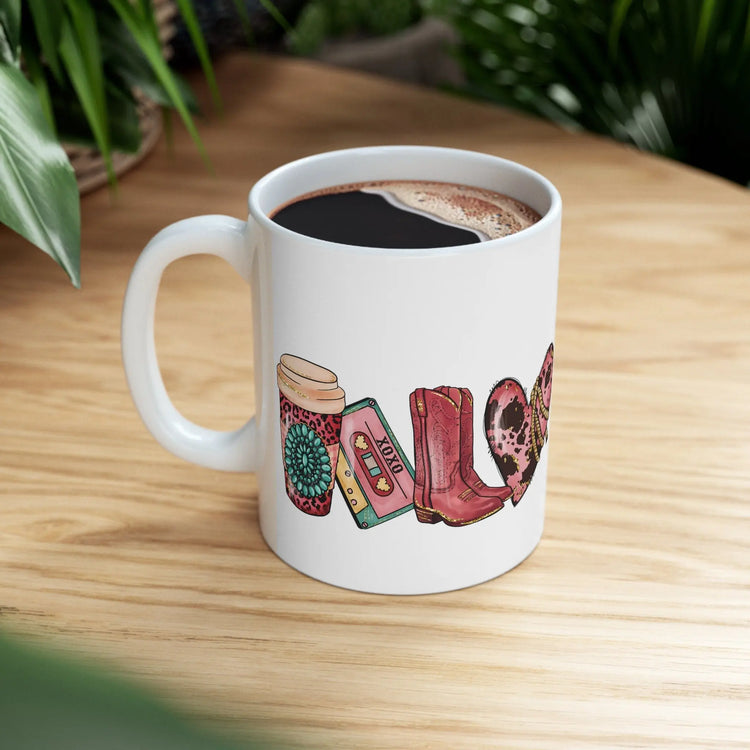 Ceramic Mug 11oz, Valentines Coffee Mug, special valentine gift, Cowboy girl mug, Horse lover gift, Country Girl, Gift for her The Aurora Touch