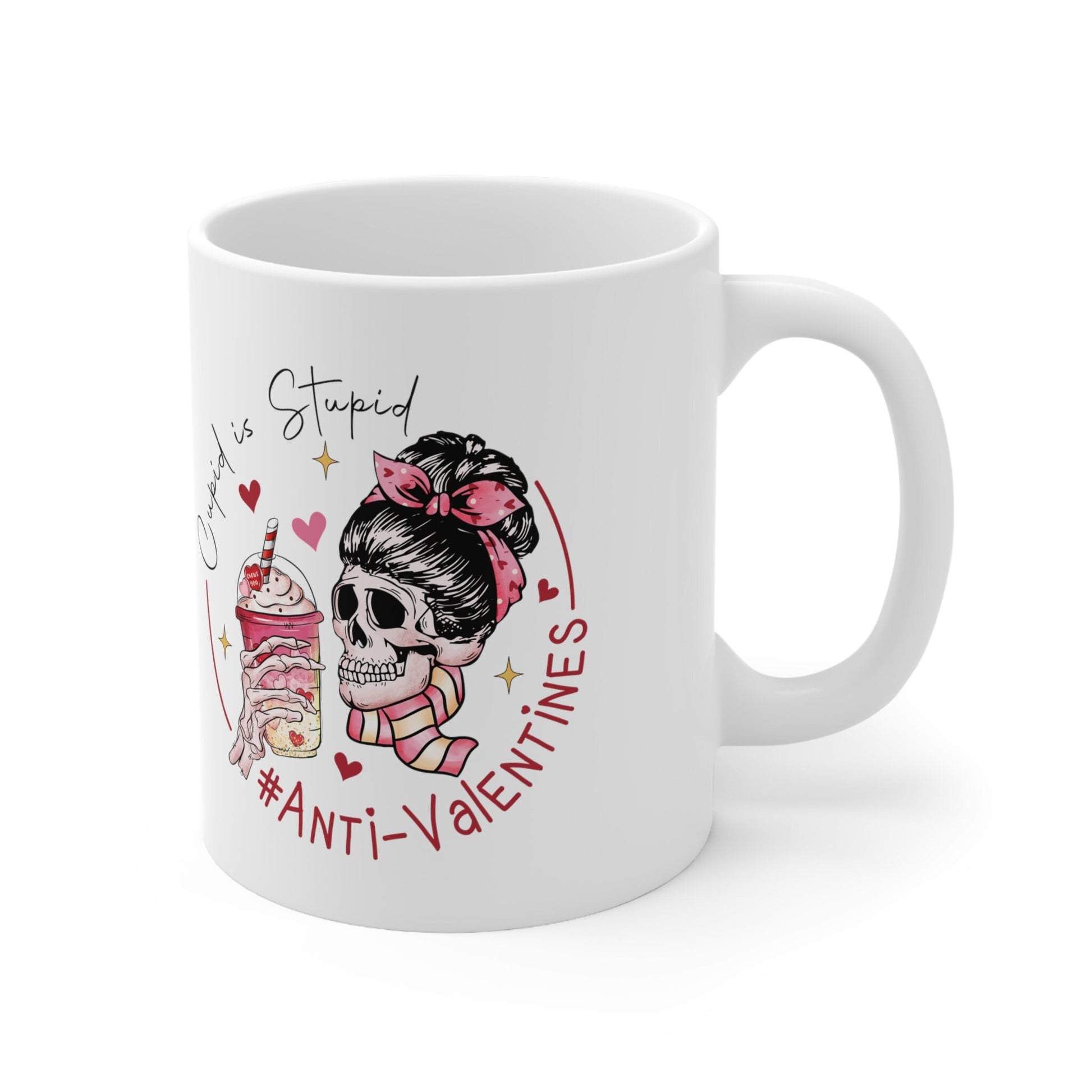 Ceramic Mug 11oz, AntiValentine Mug, Pink White Coffee Mug, BBF Valentine gift, Valentine Hater Mug, Humorousn Mug, Expressive Mug