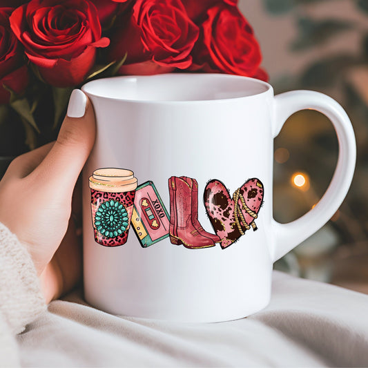 Ceramic Mug 11oz, Valentines Coffee Mug, special valentine gift, Cowboy girl mug, Horse lover gift, Country Girl, Gift for her