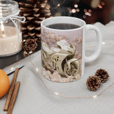 Ceramic Mug 11oz, Fancy Motorcycle pastel floral design  fast bike lover coffee hot tea beverage cup great gift for her The Aurora Touch