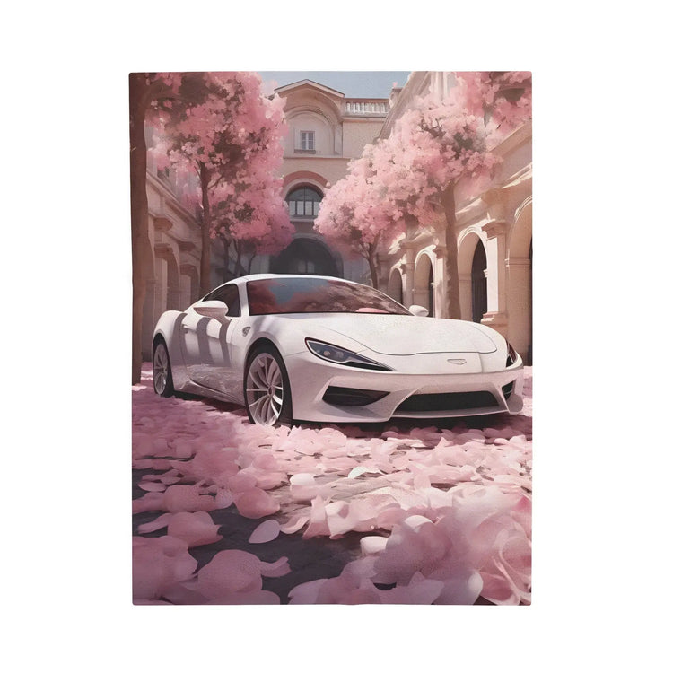 Velveteen Plush Blanket, White Lamborghini Valentines lover soft shade of pink stylish winter warm cozy couch bed throw great for wifey