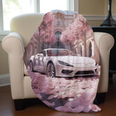 Velveteen Plush Blanket, White Lamborghini Valentines lover soft shade of pink stylish winter warm cozy couch bed throw great for wifey The Aurora Touch