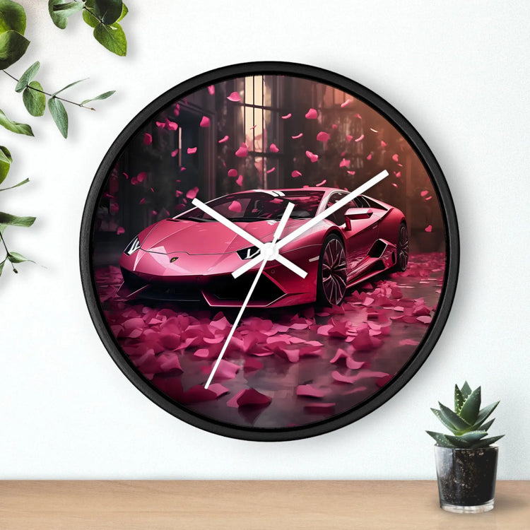 Wall Clock, Hot Pink Lamborghini modern stylish wall art room decor great gift for car lover The Aurora Touch
