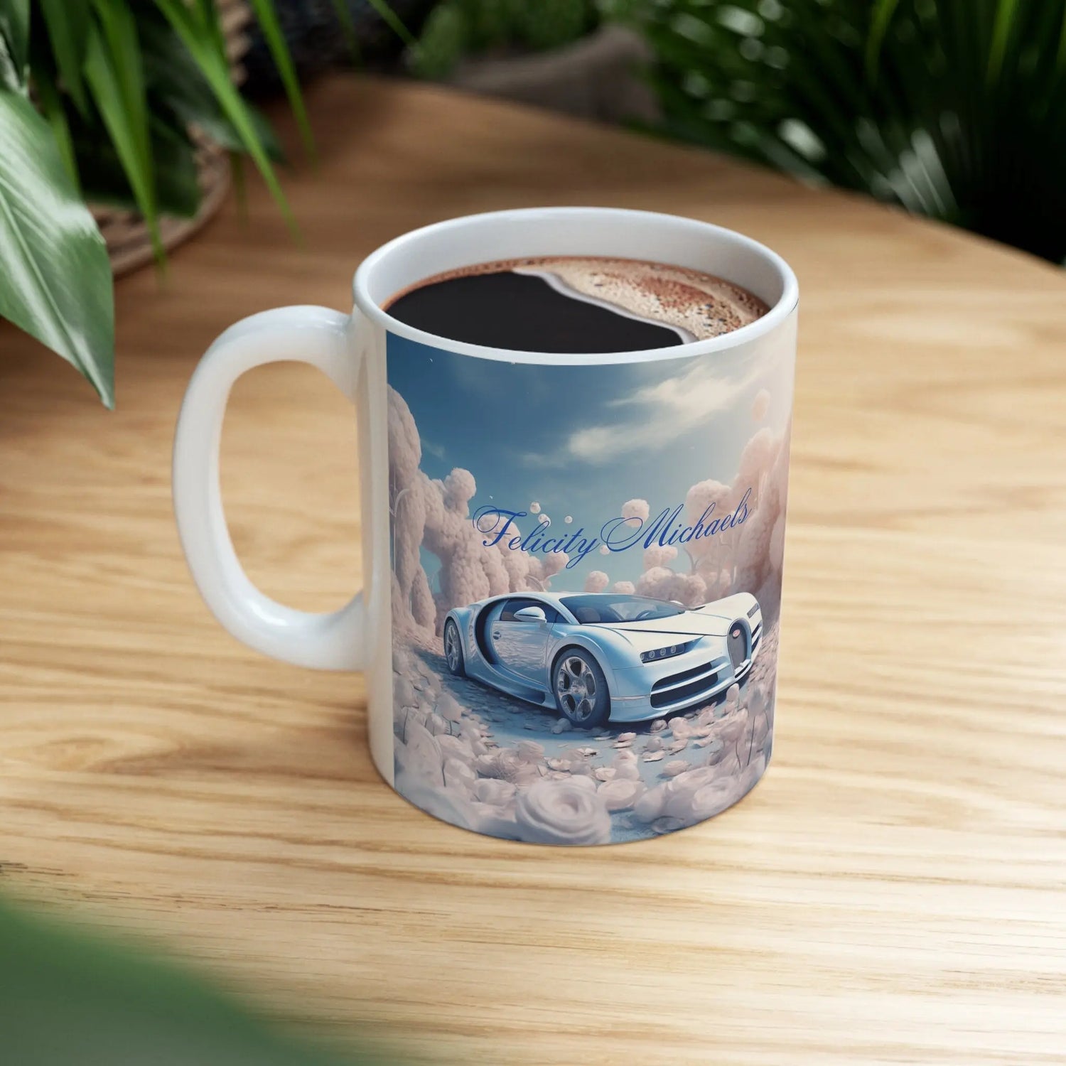 Ceramic Mug 11oz, Personalized Fancy Mug, Stylish Bugatti Design Mug, Fancy Car Portrait, Exotic Car Display, Valentine gift, sexy items The Aurora Touch