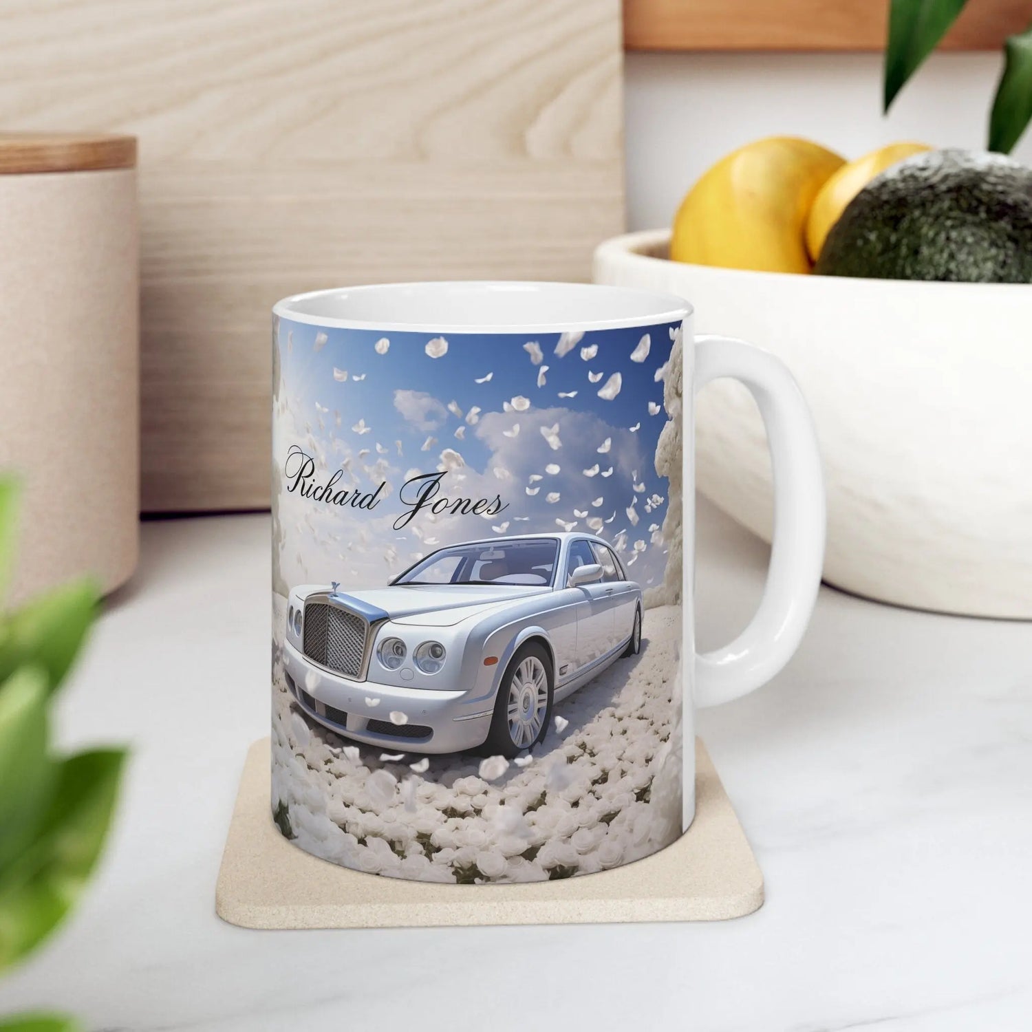 Ceramic Mug 11oz, Personalized Coffee & Tea Mug, Rolls Royce Car Design Mug, Fancy Vehicle items, Sophisticated Valentine gift The Aurora Touch