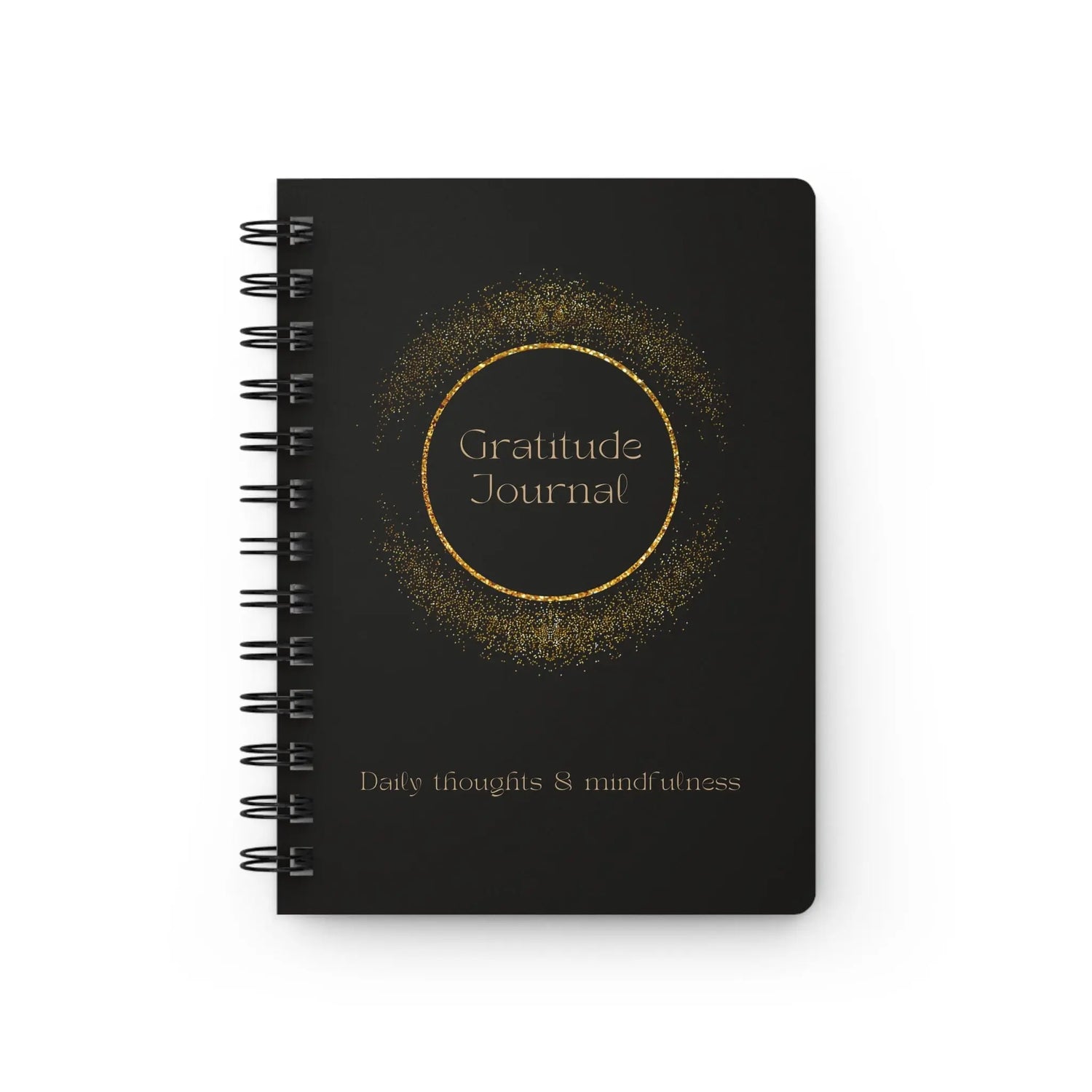Spiral Bound Journal, black and gold gratitude empowering personal inspirational thoughtful handwriting Notebook The Aurora Touch