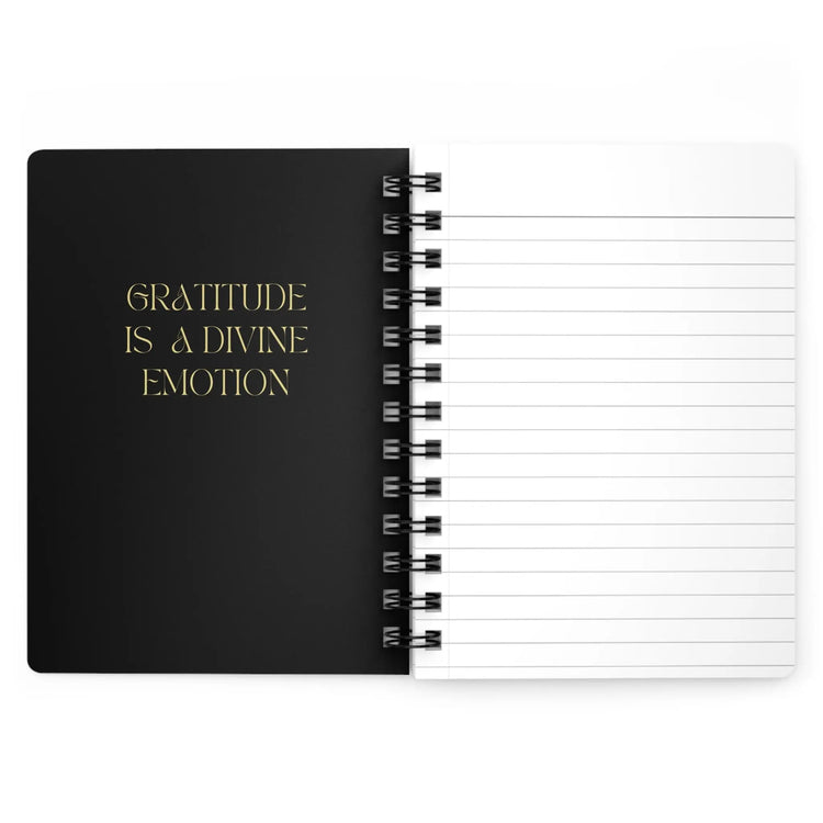 Spiral Bound Journal, black and gold gratitude empowering personal inspirational thoughtful handwriting Notebook The Aurora Touch