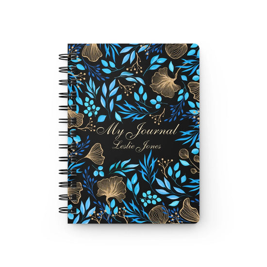 Spiral Bound Journal, personalized daily journal, blue gold notebook, everday affirmation notebook, nightly dream journal, everyday diary The Aurora Touch