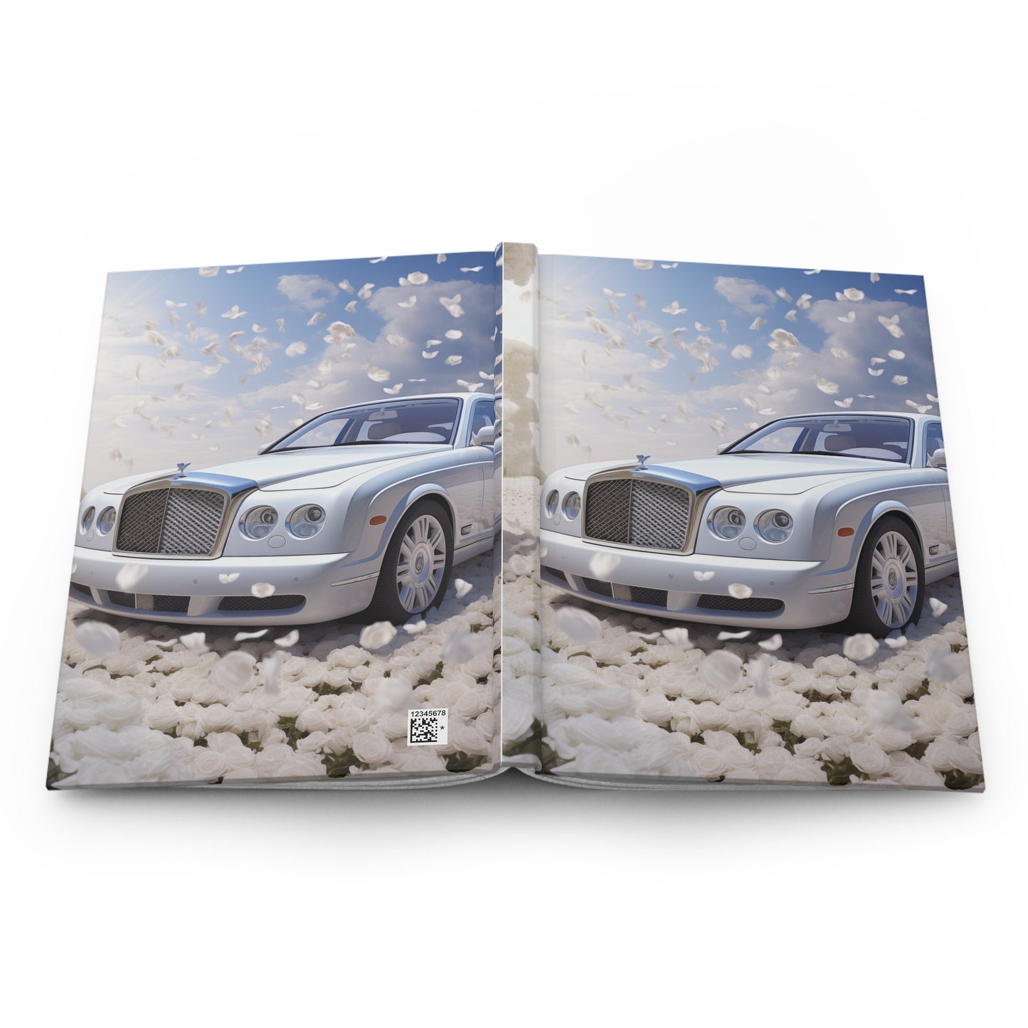 Hardcover Journal Matte, White Rolls Royce, Personal writing book, designer notebook,Daily Journal, Daily Dairy, Screenwriter Journal