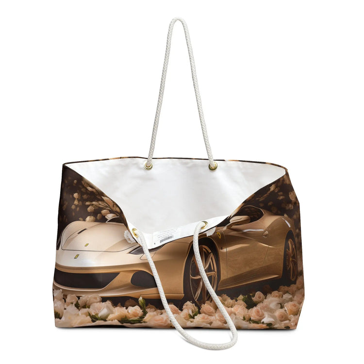Ferrari Creme Weekender Bag, Fancy Girl Designer Overnight Carry-on, Great Gift, Large Travel Tote The Aurora Touch