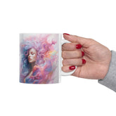 Ceramic Mug 11oz, Artful coffe mug, Art Deco Designs, Women Portrait, Designer mug, MultiColor gift item, Eccentric Mug, Unique gift The Aurora Touch