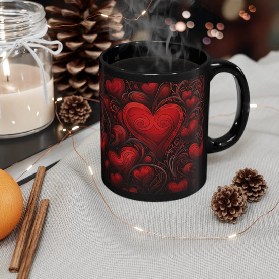 11oz Black Mug, Hot Valentines Mug, Love coffee Mug, Wife Valentines gift, Designed tea mug, Hot water Mug, gift for Lover The Aurora Touch