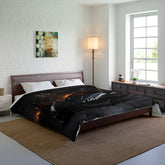 Comforter, matte black Lamborghini stylish bed spread large fluffy quilted coverlet blanket  great for Teen room decor The Aurora Touch