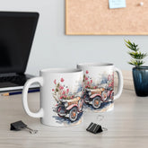 Ceramic Mug 11oz, Vintage Rose Car Coffee mug, Pretty Flowered mug, Pink classic mother mug, Valentines Flowery Mug, Mamma gift The Aurora Touch