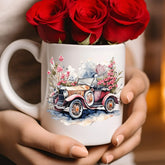 Ceramic Mug 11oz, Vintage Rose Car Coffee mug, Pretty Flowered mug, Pink classic mother mug, Valentines Flowery Mug, Mamma gift The Aurora Touch