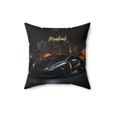 Spun Polyester Square Pillow, personalized black matte modern Lamborghini bed couch decor throw pillow cushion great for teen gift The Aurora Touch