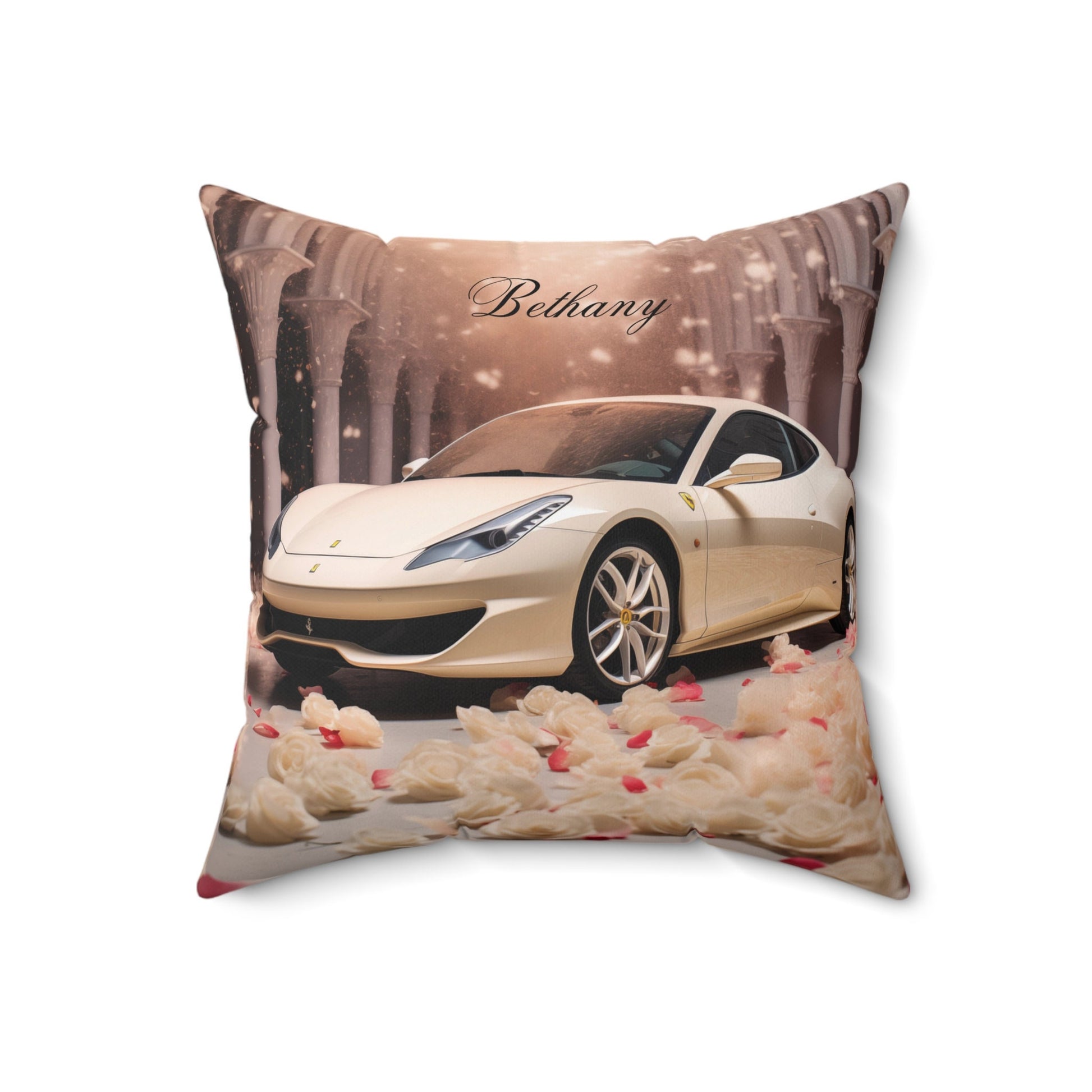 Spun Polyester Square Pillow, Personalized Ferrari Pillow, Stylish couch pillow, designer bed pillow, pretty bedroom decor