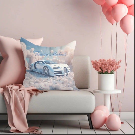 Spun Polyester Square Pillow, personalized pretty stylish Bugatti custom designer couch and bed accent throw pillow. The Aurora Touch