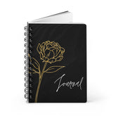 Spiral Bound Journal, Black and Gold Journal, Motivational Journal, Gold Flower Notebook, Stylish writing Notebook, Spiral Notepad The Aurora Touch