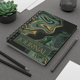 Spiral Bound Journal, Beautiful stylish gratitude meditation marble green everyday tracking designer notepad notebook dairy thoughtful gift The Aurora Touch