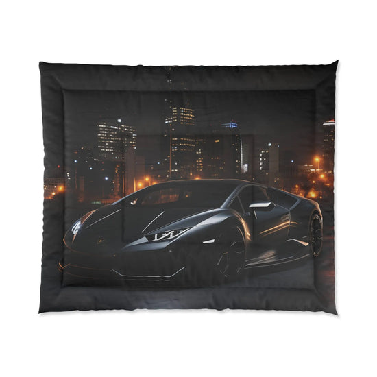 Comforter, matte black Lamborghini stylish bed spread large fluffy quilted coverlet blanket  great for Teen room decor The Aurora Touch