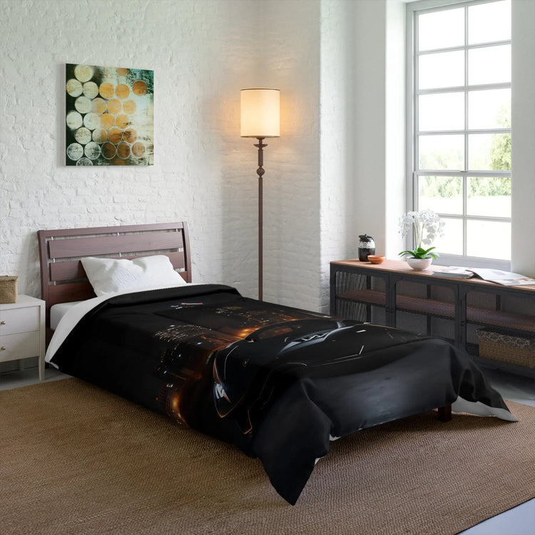 Comforter, Black Lamborghini Comforter, Stylish Bed Spread, Teen Room Decor, Quilted Coverlet, Large Fluffy Bed Blanket
