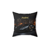 Spun Polyester Square Pillow, personalized black matte modern Lamborghini bed couch decor throw pillow cushion great for teen gift The Aurora Touch