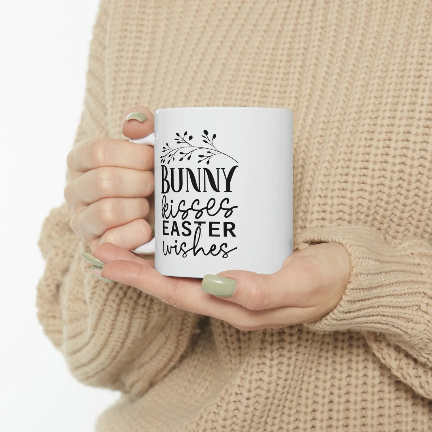 Ceramic Mug, 11oz, Easter Bunny Minimilist coffee mug, Springtime Festive Mug, simple sweet tea cup, great home decor