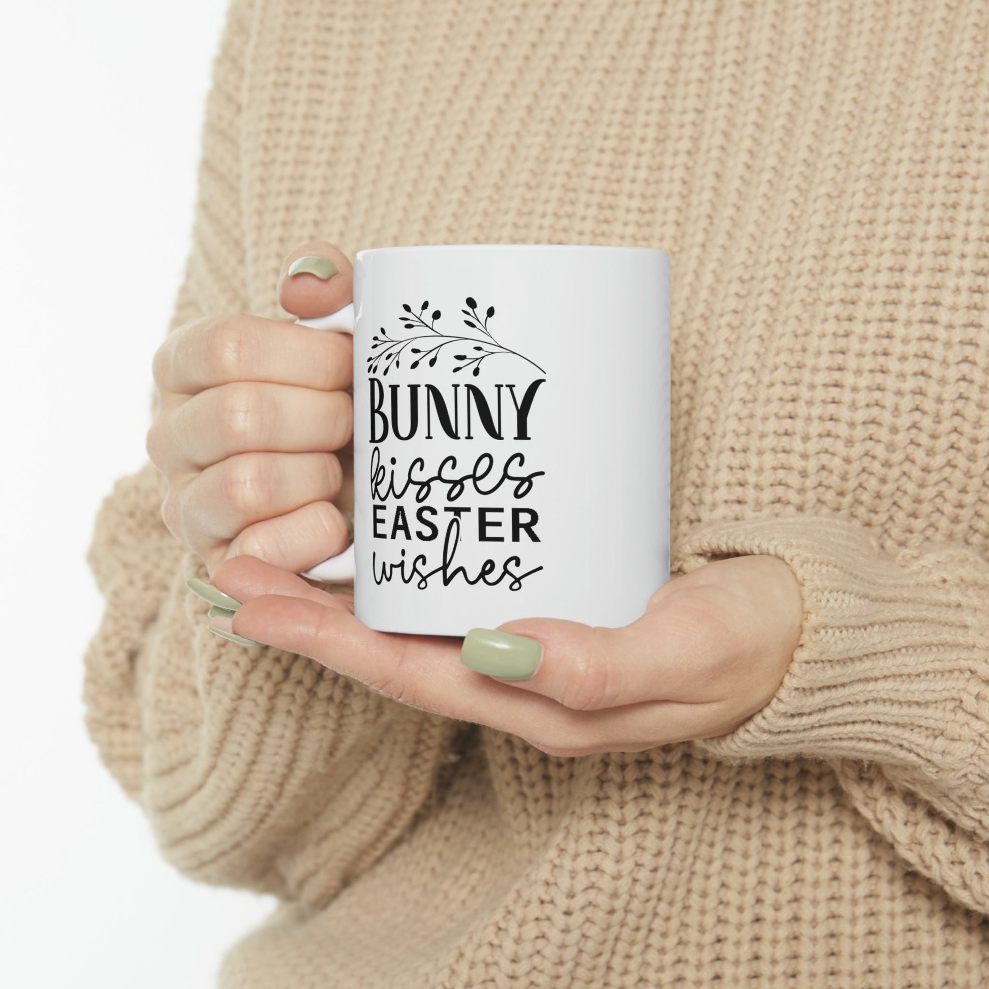 Ceramic Mug, 11oz, Easter Bunny Minimilist coffee mug, Springtime Festive Mug, simple sweet tea cup, great home decor