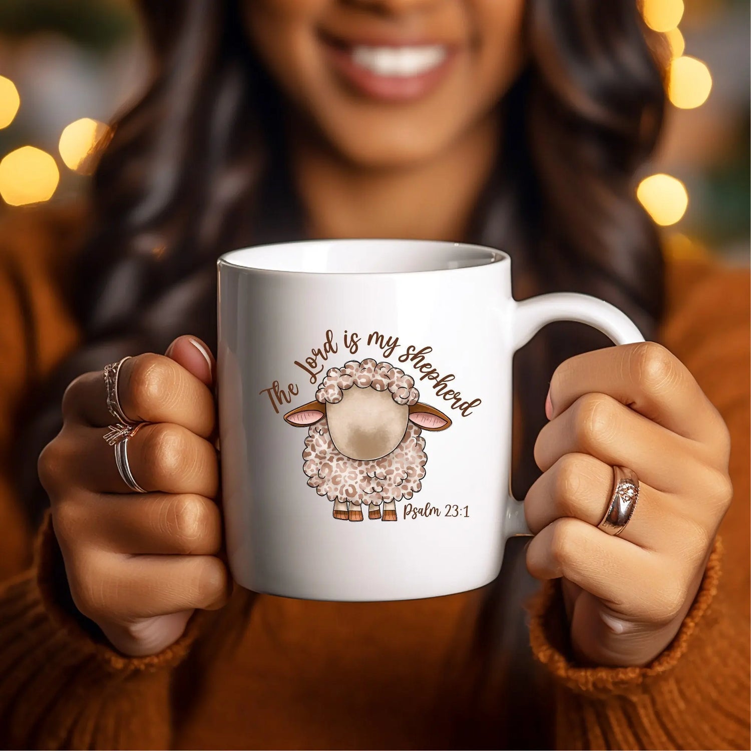 Ceramic Mug, 11oz, Lord is my Shepard bible verse affirmation Christian faith empowering inspiring coffee tea hot chocolate cup decor The Aurora Touch
