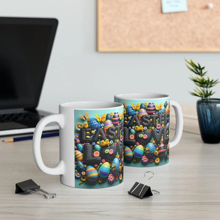 Ceramic Mug, 11oz, Colorful Coffee Easter Mug, Stylish Holiday Coffee tea mug, Spring Holiday Kitchen Decor, good friend gift, Hot Tea Mug