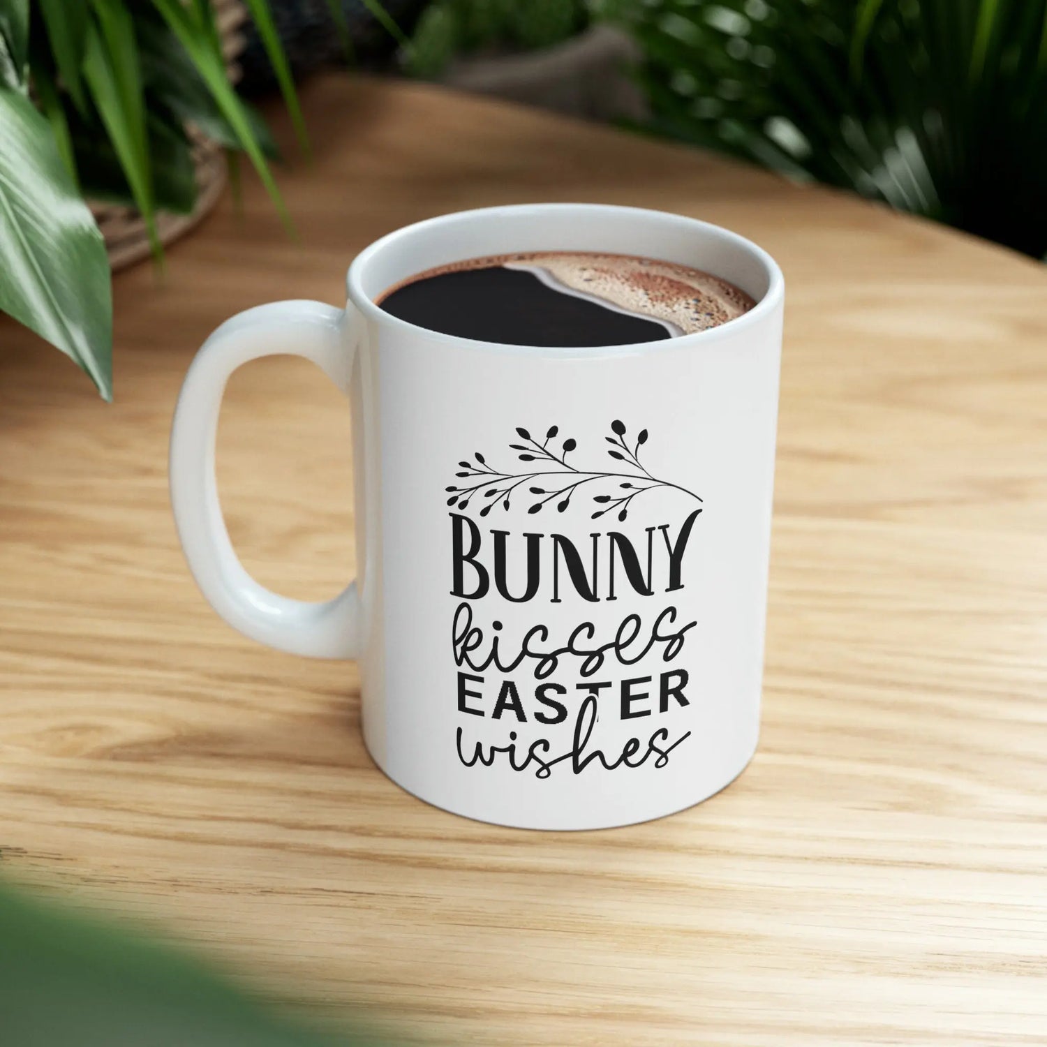 Ceramic Mug, 11oz, Easter Bunny Minimilist coffee mug, Springtime Festive Mug, simple sweet tea cup, great home decor