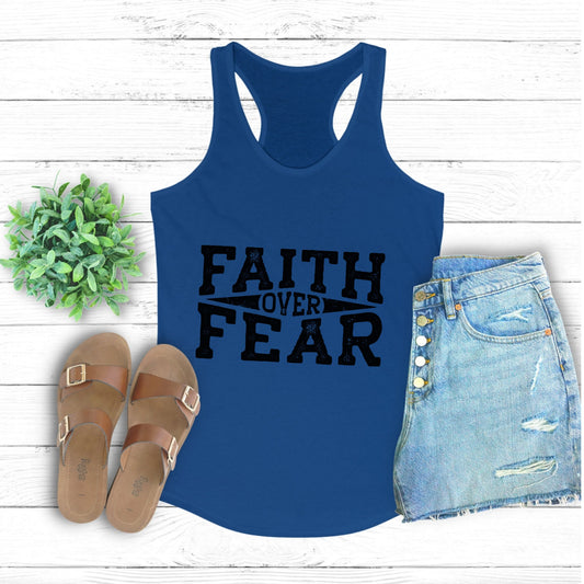 Women's positive tank top, Women faith over fear strong independent female positive message girl summer casual jeans shorts daily shirt