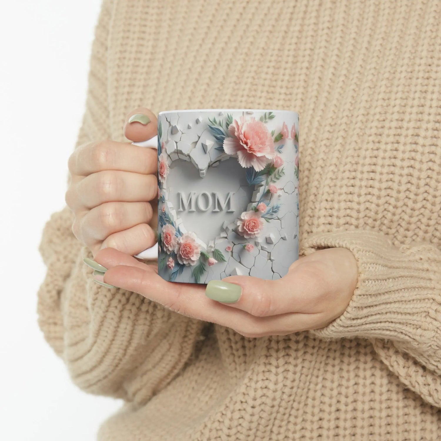 Mom 3D Floral Ceramic Mug 11oz | Precious Everyday Coffee & Tea Cup | Perfect Gift for Mom | Floral Coffee Mug The Aurora Touch