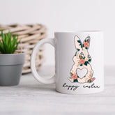 Ceramic Mug, 11oz,Easter Bunny Coffee Mug, Pretty Springtime Mug, Minimilist gift item, subtle sweet designs, Easter Holiday Kitchenware
