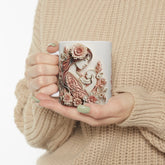 Ceramic Mug, 11oz, Beautiful Mother baby design coffee pastel flower two sided Mom 3D design coffee mug The Aurora Touch