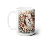 Ceramic Mug 15oz, Madonna and Child beautiful pastel floral mother baby coffee tea decorative baby shower gift The Aurora Touch