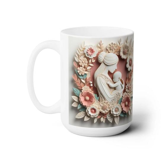 Ceramic Mug 15oz, Madonna and Child beautiful pastel floral mother baby coffee tea decorative baby shower gift The Aurora Touch