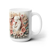 Ceramic Mug 15oz, Madonna and Child beautiful pastel floral mother baby coffee tea decorative baby shower gift The Aurora Touch