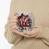 Ceramic Mug, 11oz, 3D Mama brightt floral 2 sided love print casual coffee tea everyday designer kitchen home decor cup The Aurora Touch