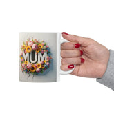 Ceramic Mug, 11oz, 3D Floral MUM sunny bright unique vibrant two sided print coffee tea beverage cup great gift The Aurora Touch