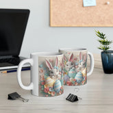 Ceramic Mug, 11oz, 3D Easter bunny pastel color springtime adorable print coffee tea beverage cup The Aurora Touch