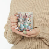 Ceramic Mug, 11oz, 3D Easter bunny pastel color springtime adorable print coffee tea beverage cup The Aurora Touch