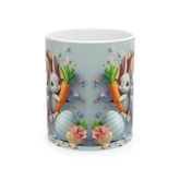 Ceramic Mug, 11oz, 3D Bunny Easter Mug, Decorative Spring tea cup, Easter Holiday Design, adorable Mom gift, Kitchen decor