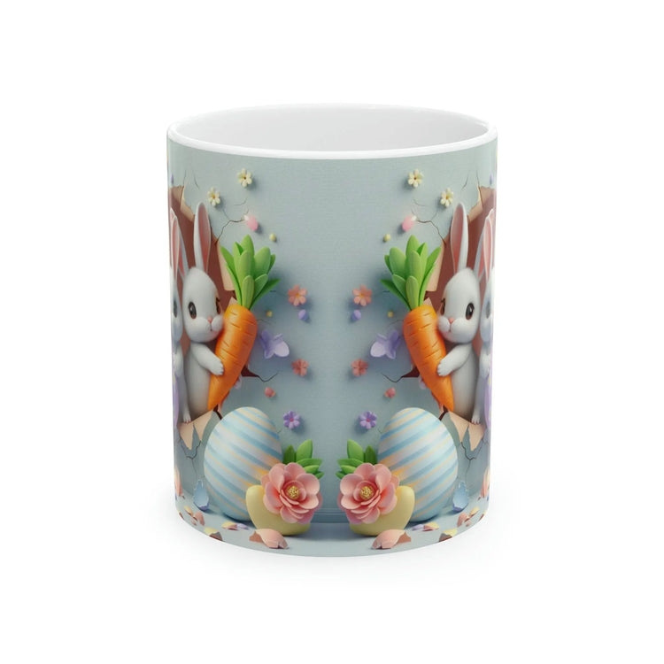 Ceramic Mug, 11oz, 3D Bunny Easter Mug, Decorative Spring tea cup, Easter Holiday Design, adorable Mom gift, Kitchen decor