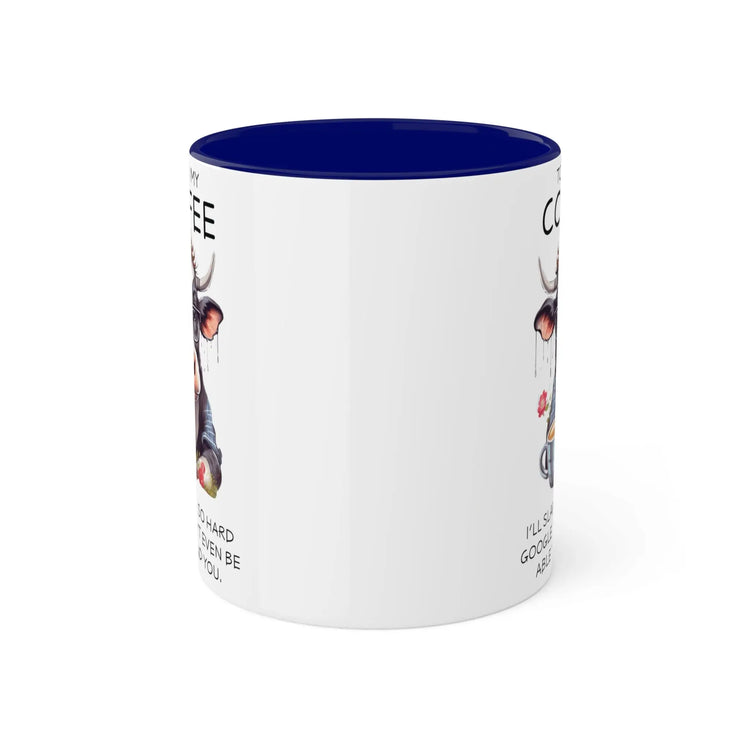 Colorful Mugs, 11oz, Funny sarcastic saying humorous cow print portrait kitchen decor coffee hot tea cup silly gift