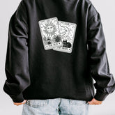 Unisex Lightweight Crewneck Sweatshirt, Sun Moon Tarot soft cozy casual everyday jeans celestial psychic realm inspired jean sweatshirt