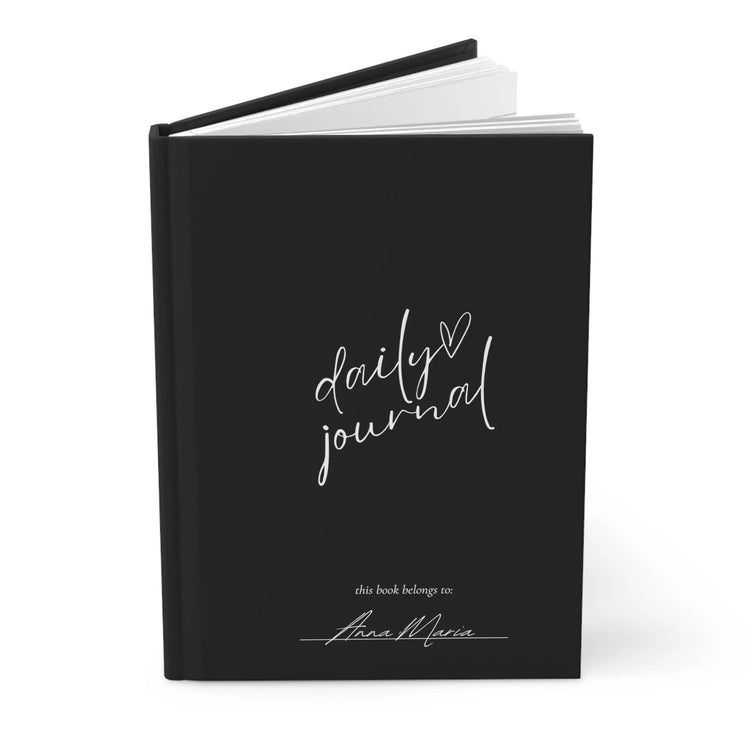 Hardcover Journal Matte, Personalized intimate self-improvement daily minimalist custom butterfly design writing Black Notebook The Aurora Touch