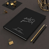 Hardcover Journal Matte, Personalized intimate self-improvement daily minimalist custom butterfly design writing Black Notebook The Aurora Touch