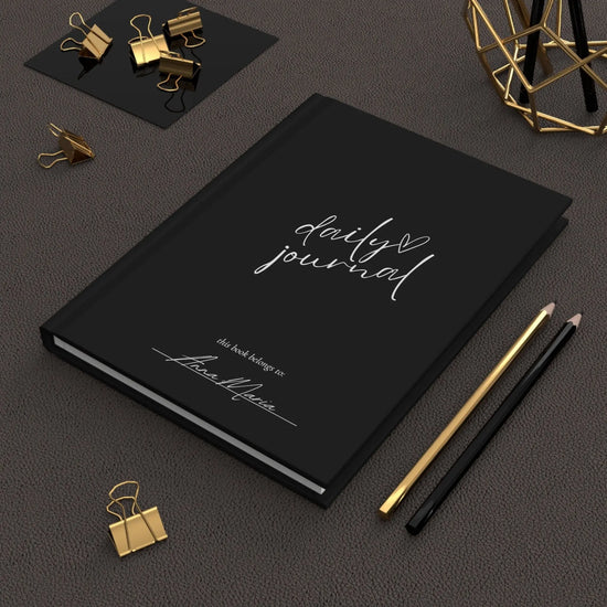 Hardcover Journal Matte, Personalized intimate self-improvement daily minimalist custom butterfly design writing Black Notebook The Aurora Touch